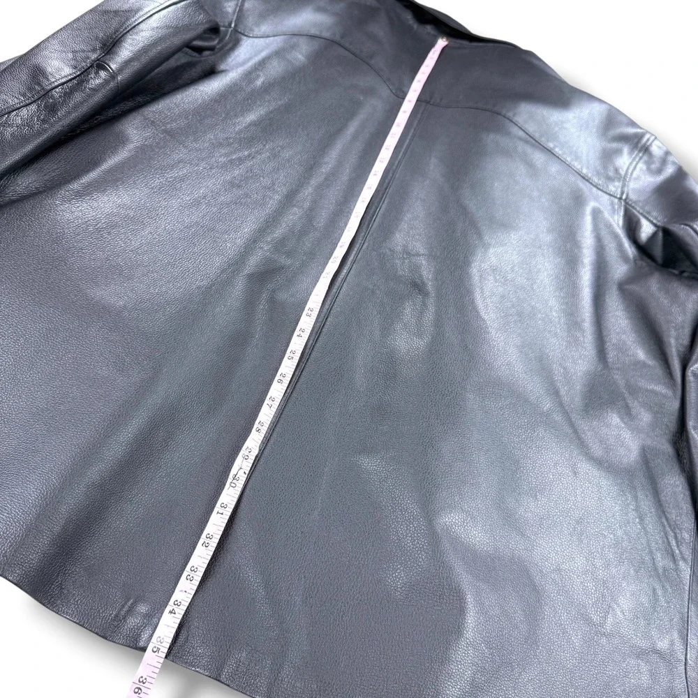 VTG Hind Leather Jacket Mens 3XL Black‎ Genuine Leather Faux Fur Lined Coat